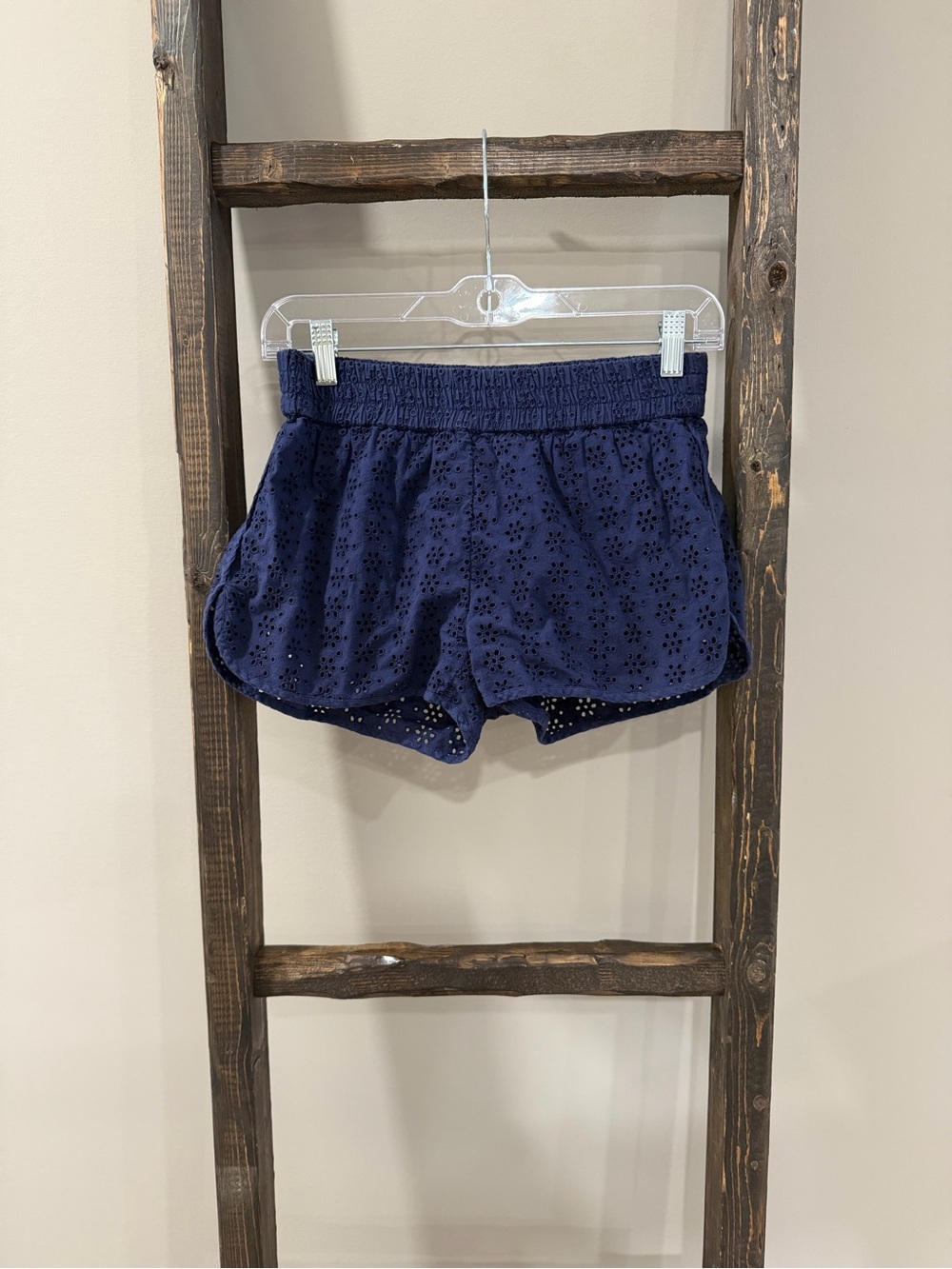 Aerie Navy Blue Floral Eyelet Shorts
